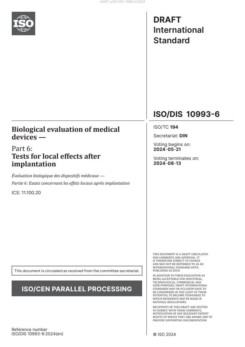 prEN ISO 10993-6:2024