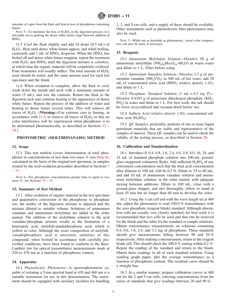 ASTM D1091-11 - Standard Test Methods for Phosphorus in Lubricating Oils and Additives