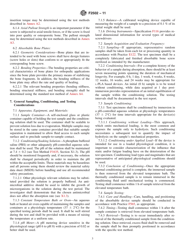 ASTM F2502-11 - Standard Specification and Test Methods for Absorbable Plates and Screws for Internal Fixation Implants