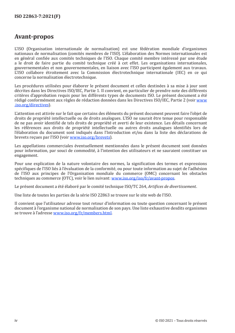 ISO 22863-7:2021 ISO 22863-7:2021 - Artifices de divertissement — Méthodes d’essai pour la détermination de substances chimiques spécifiques — Partie 7: Teneur en chlorates par analyse chimique par titrage
Released:2/10/2021 - Page 4 preview