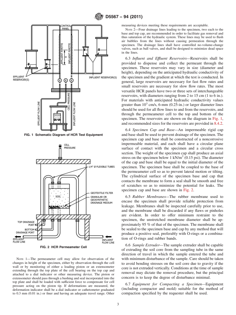 ASTM D5567-94(2011) - Standard Test Method for Hydraulic Conductivity Ratio (HCR) Testing of Soil/Geotextile Systems