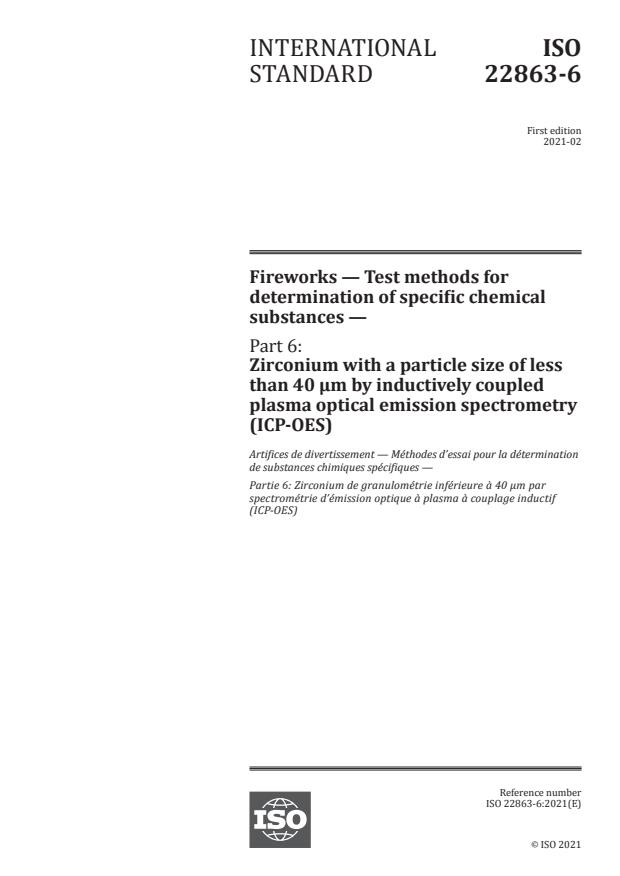 ISO 22863-6:2021 - Fireworks -- Test methods for determination of specific chemical substances