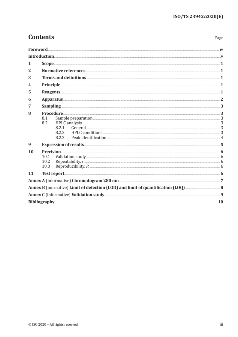 ISO/TS 23942:2020 - Determination of hydroxytyrosol and tyrosol content in extra virgin olive oils — Reverse phase high performance liquid chromatography (RP-HPLC)
Released:7/22/2020