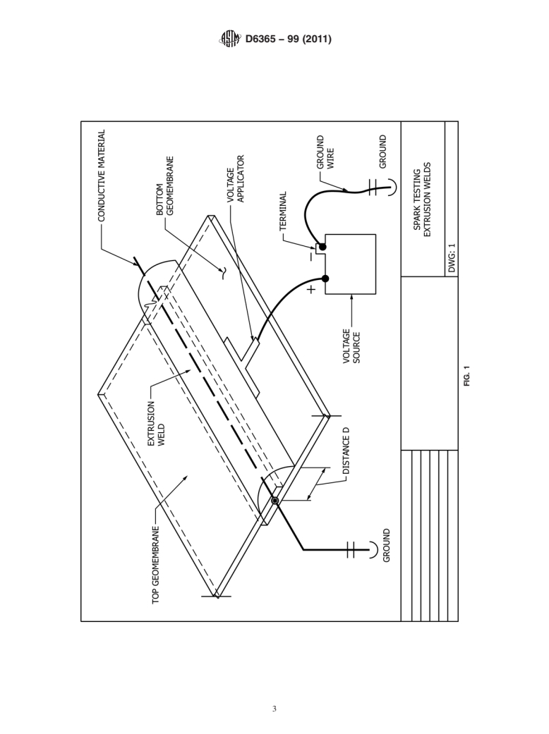 ASTM D6365-99(2011) - Standard Practice for the Nondestructive Testing of Geomembrane Seams using the Spark Test