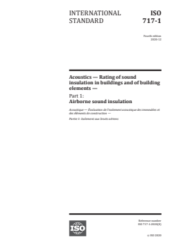 ISO 717-1:2020 - Acoustics — Rating of sound insulation in buildings and of building elements — Part 1: Airborne sound insulation
Released:12/2/2020 - Page 1 preview