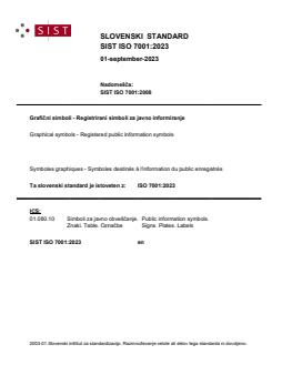 SIST ISO 7001:2023 - BARVE - Page 1 preview