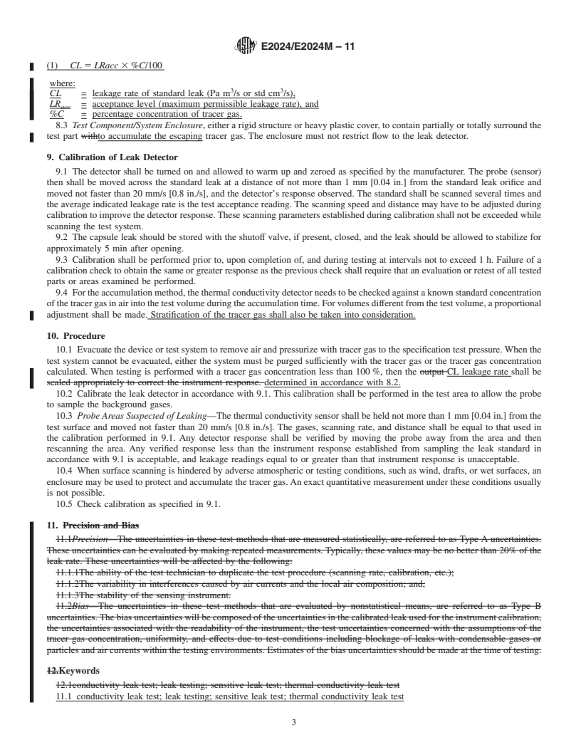 REDLINE ASTM E2024/E2024M-11 - Standard Practice for Atmospheric Leaks Using a Thermal Conductivity Leak Detector