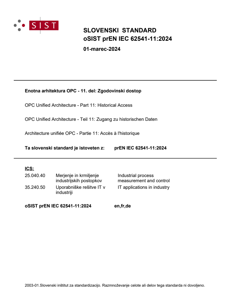 prEN IEC 62541-11:2024 - BARVE