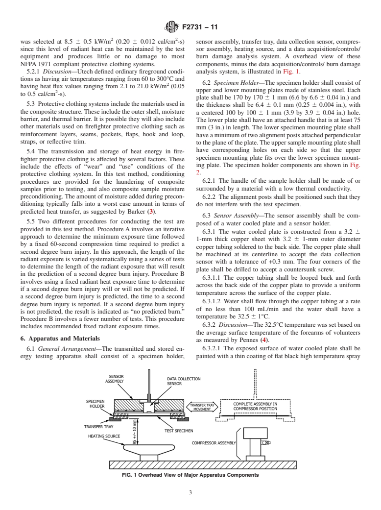 ASTM F2731-11 - Standard Test Method for Measuring the Transmitted and Stored Energy of Firefighter Protective Clothing Systems