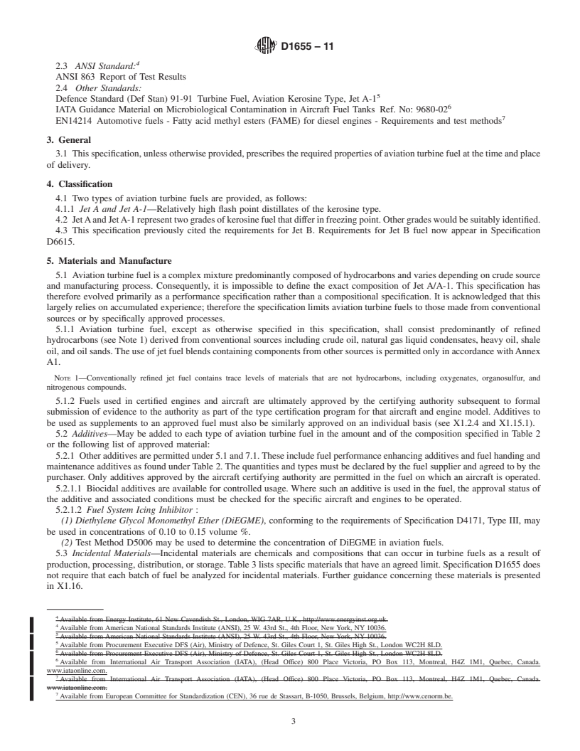 REDLINE ASTM D1655-11 - Standard Specification for Aviation Turbine Fuels