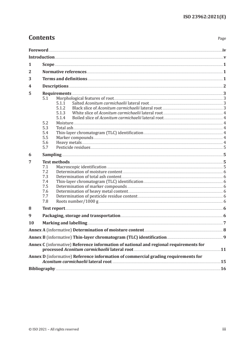 ISO 23962:2021 - Traditional Chinese medicine — Processed Aconitum carmichaelii lateral root
Released:7/28/2021