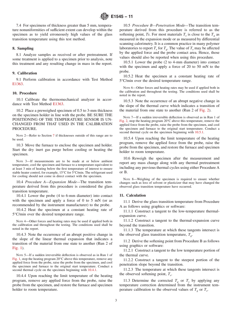 ASTM E1545-11 - Standard Test Method for Assignment of the Glass Transition Temperature by Thermomechanical Analysis