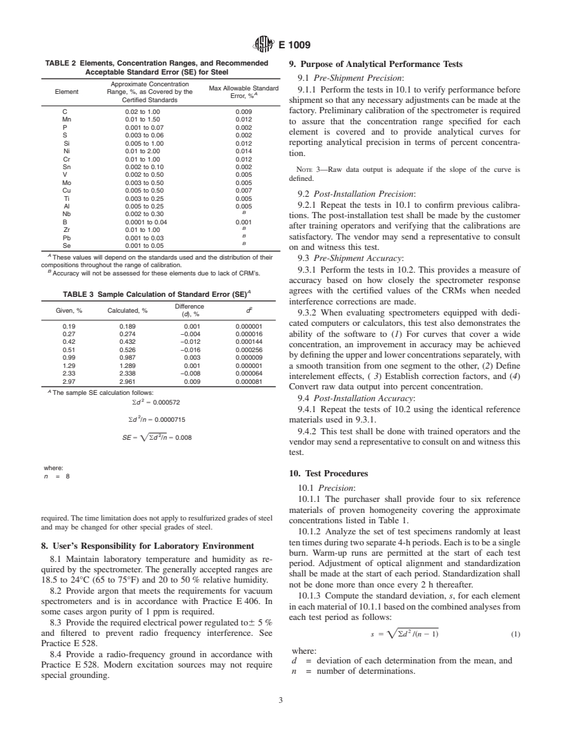 ASTM E1009-95(2000) - Standard Practice for Evaluating an Optical Emission Vacuum Spectrometer to Analyze Carbon and Low-Alloy Steel