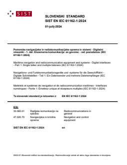 SIST EN IEC 61162-1:2024 SIST EN IEC 61162-1:2024 - BARVE - Page 1 preview