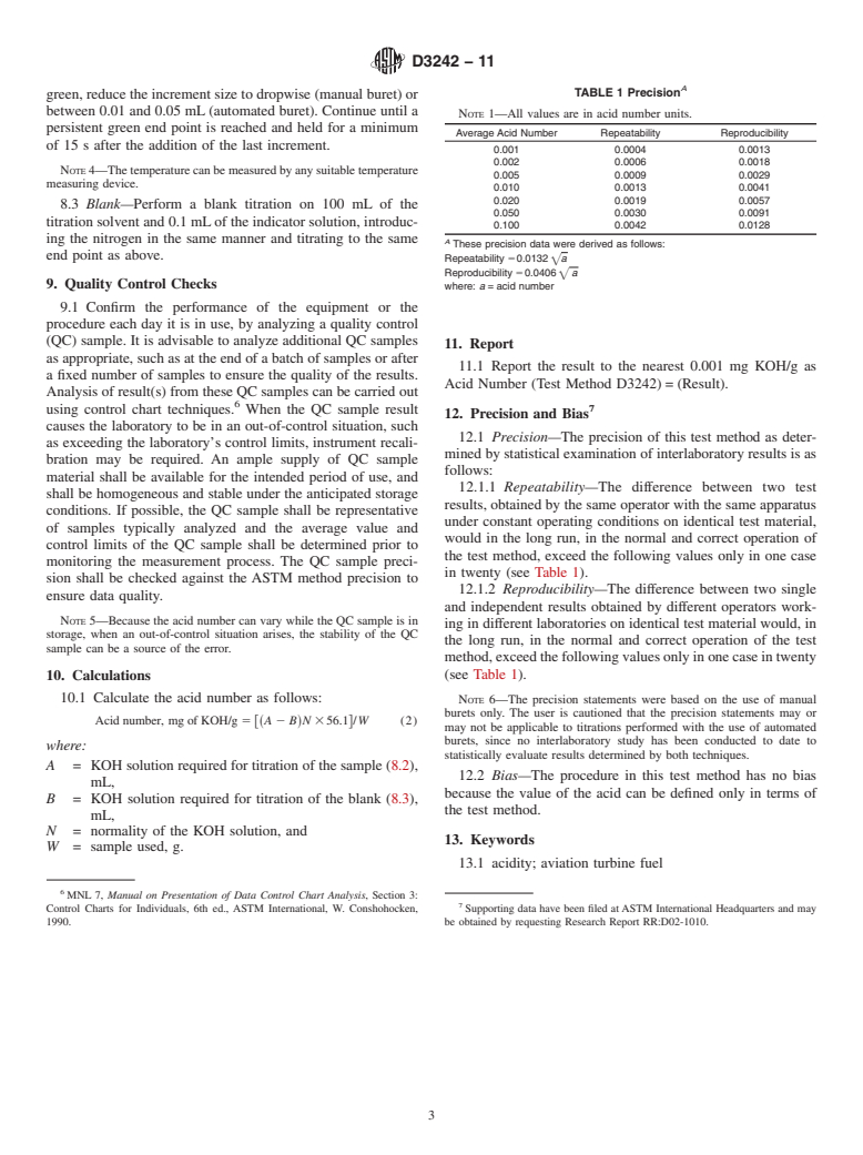 ASTM D3242-11 - Standard Test Method for Acidity in Aviation Turbine Fuel