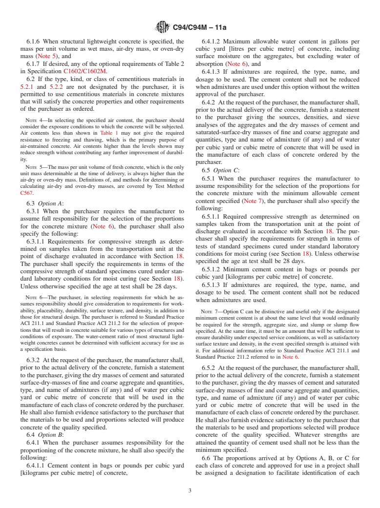 ASTM C94/C94M-11a - Standard Specification for Ready-Mixed Concrete