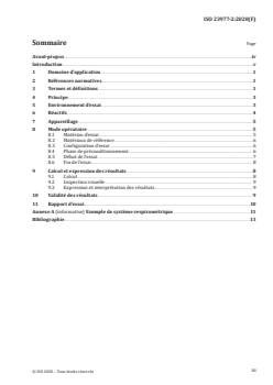 ISO 23977-2:2020 - Plastiques — Détermination de la biodégradation aérobie des matériaux plastiques exposés à l'eau de mer — Partie 2: Méthode par mesure de la demande en oxygène dans un respiromètre fermé
Released:11/30/2021 - Page 3 preview