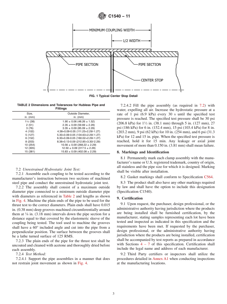 ASTM C1540-11 - Standard Specification for Heavy Duty Shielded Couplings Joining Hubless Cast Iron Soil Pipe and Fittings