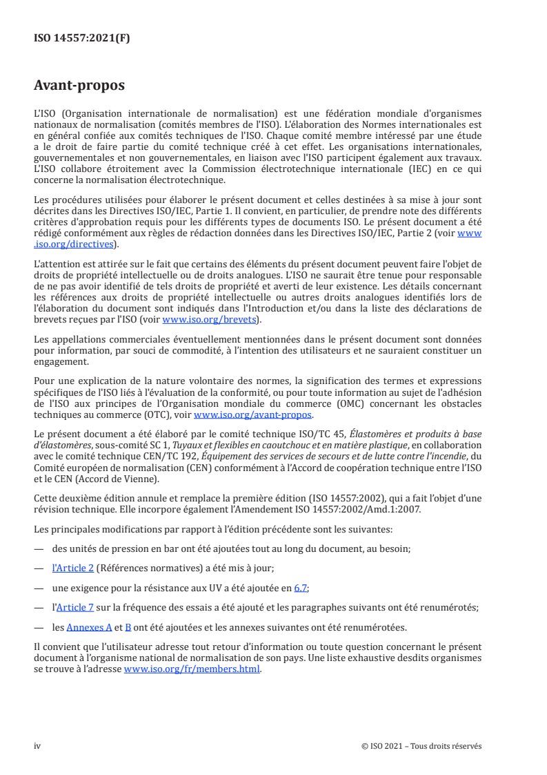 ISO 14557:2021 ISO 14557:2021 - Tuyaux de lutte contre l'incendie — Tuyaux d'aspiration et flexibles en caoutchouc et en plastique
Released:4/16/2021 - Page 4 preview