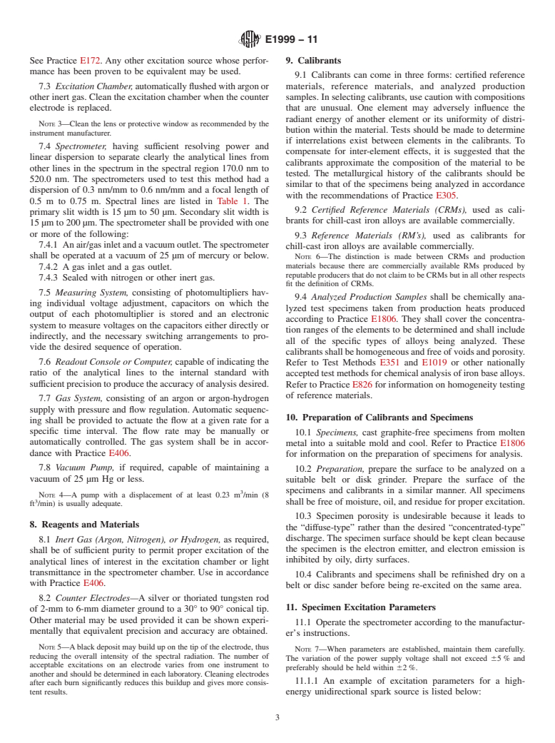 ASTM E1999-11 - Standard Test Method for  Analysis of Cast Iron by Spark Atomic Emission Spectrometry