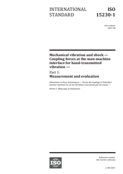 ISO 15230-1:2021 - Mechanical vibration and shock — Coupling forces at the man-machine interface for hand-transmitted vibration — Part 1: Measurement and evaluation
Released:8/13/2021 - Page 1 preview