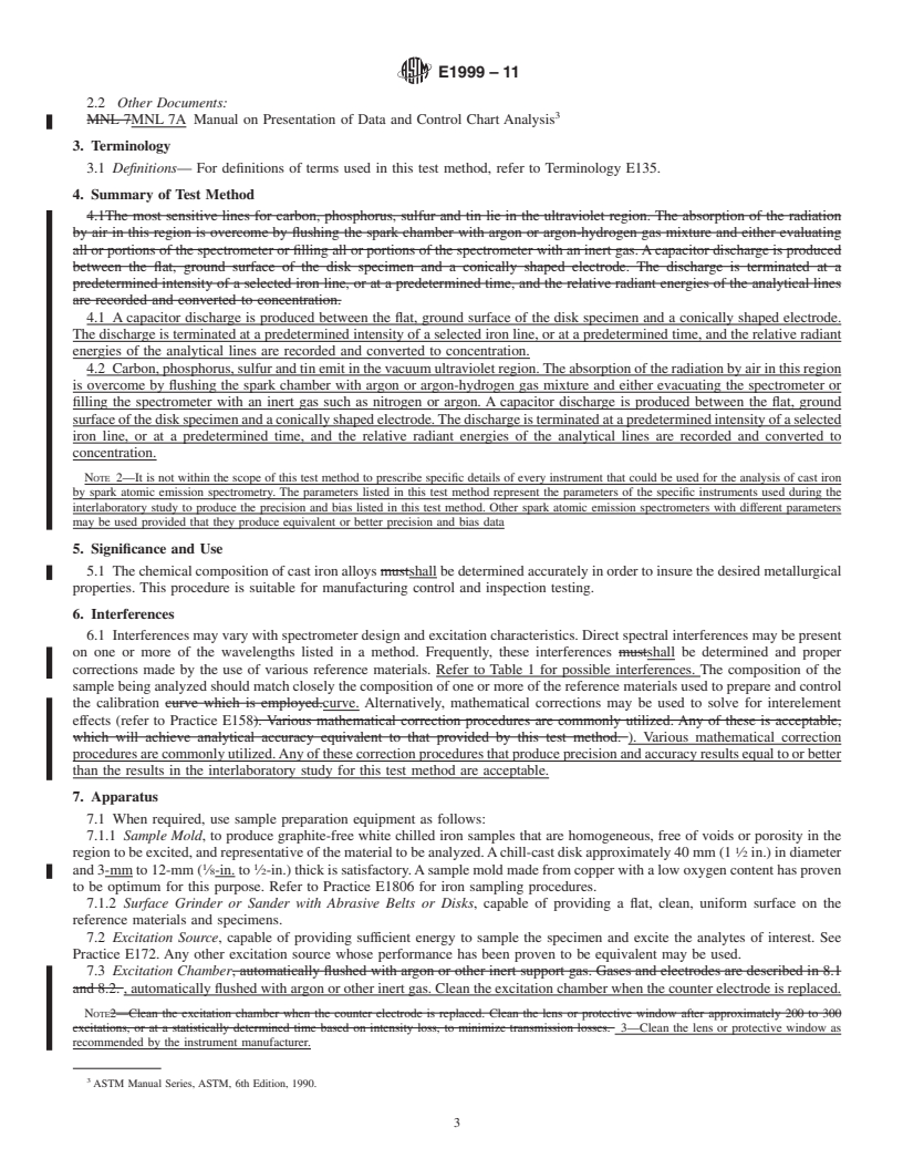 REDLINE ASTM E1999-11 - Standard Test Method for  Analysis of Cast Iron by Spark Atomic Emission Spectrometry