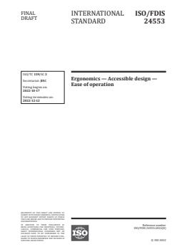 ISO 24553:2023 ISO 24553:2023 - Ergonomics — Accessible design — Ease of operation
Released:10/3/2022 - Page 1 preview