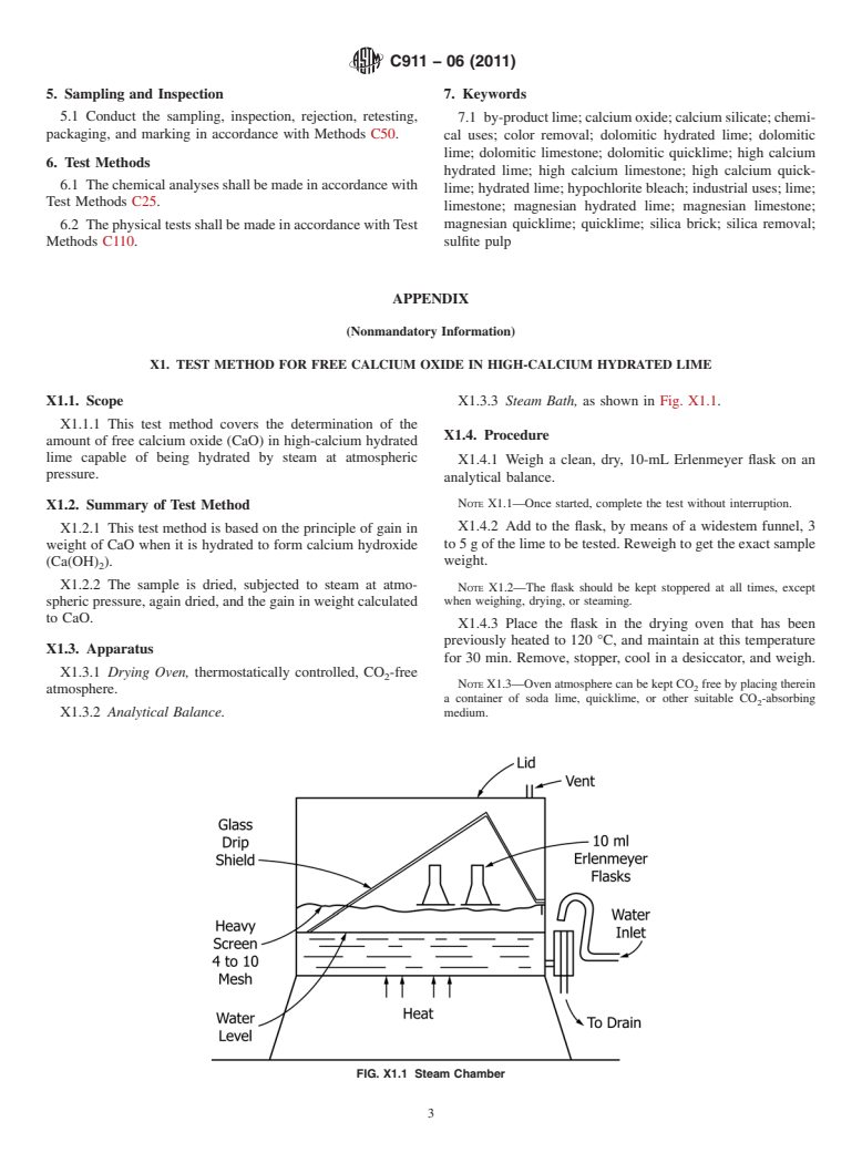 ASTM C911-06(2011) - Standard Specification for Quicklime, Hydrated Lime, and Limestone for Selected Chemical and Industrial Uses