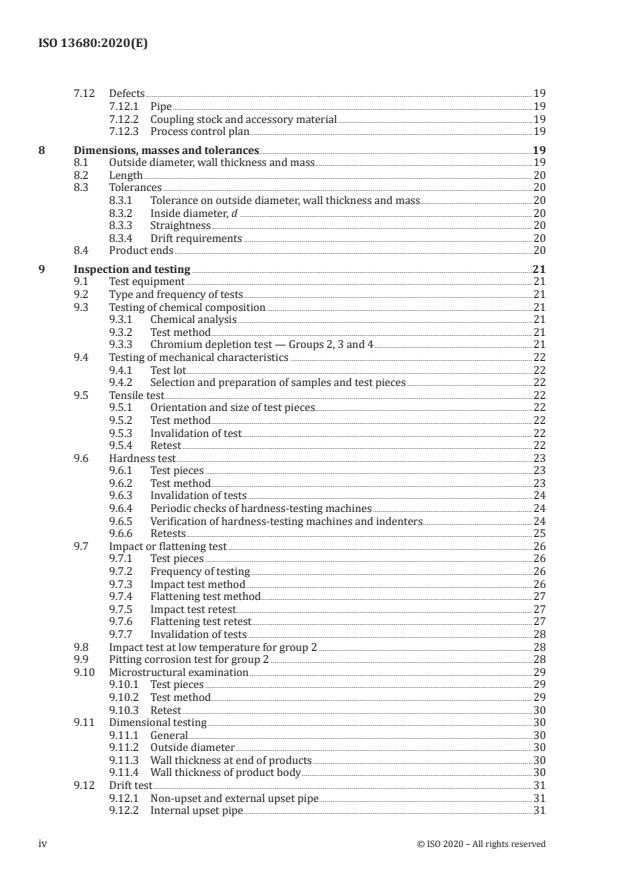 ISO 13680:2020 ISO 13680:2020 - Petroleum and natural gas industries -- Corrosion-resistant alloy seamless tubular products for use as casing, tubing, coupling stock and accessory material -- Technical delivery conditions - Page 4 preview