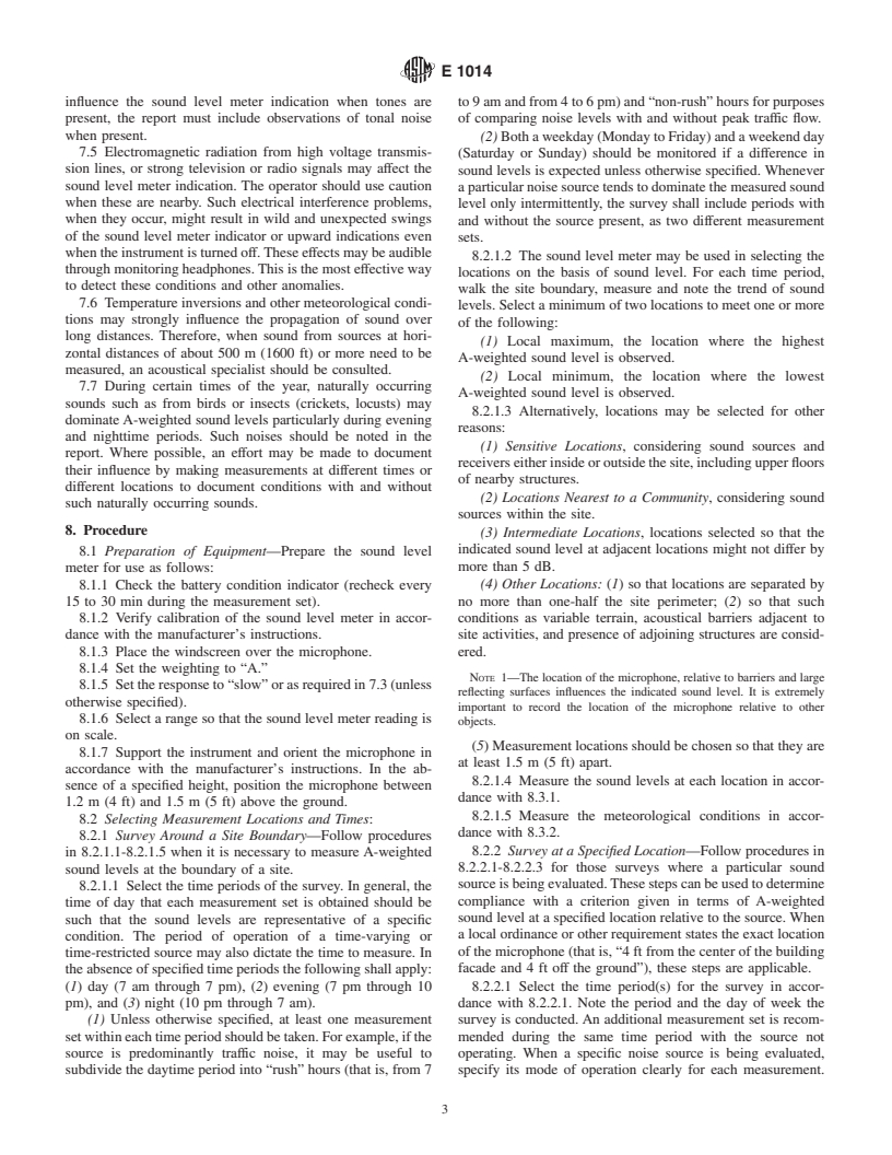 ASTM E1014-84(2000) - Standard Guide for Measurement of Outdoor A-Weighted Sound Levels