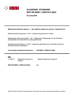 SIST EN 60601-1:2007/A13:2024 - Page 1 preview