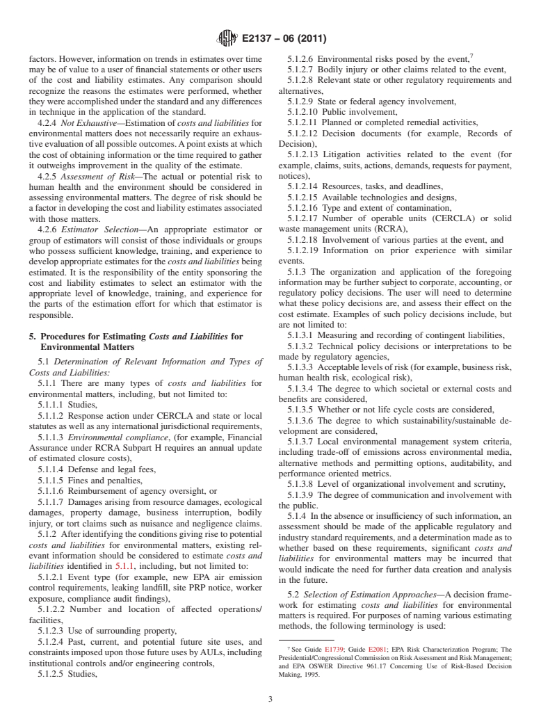 ASTM E2137-06(2011) - Standard Guide for Estimating Monetary Costs and Liabilities for Environmental Matters