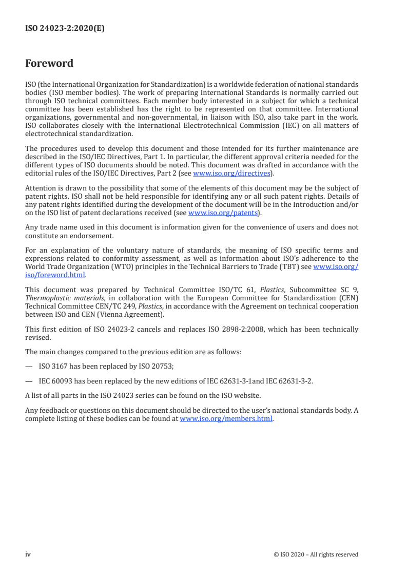 ISO 24023-2:2020 ISO 24023-2:2020 - Plastics — Plasticized poly(vinyl chloride) (PVC-P) moulding and extrusion materials — Part 2: Preparation of test specimens and determination of properties
Released:5/13/2020 - Page 4 preview
