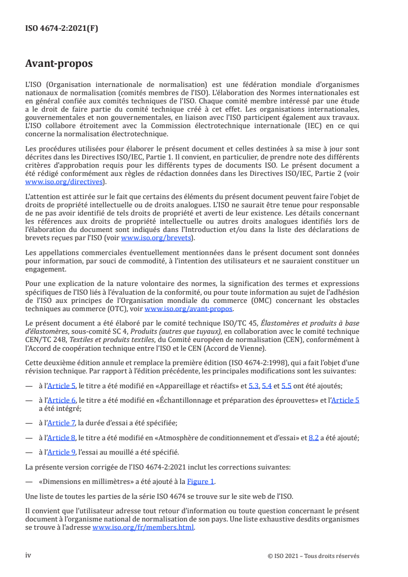 ISO 4674-2:2021 ISO 4674-2:2021 - Supports textiles revêtus de caoutchouc ou de plastique — Détermination de la résistance au déchirement — Partie 2: Méthode au pendule balistique
Released:11/26/2021 - Page 4 preview