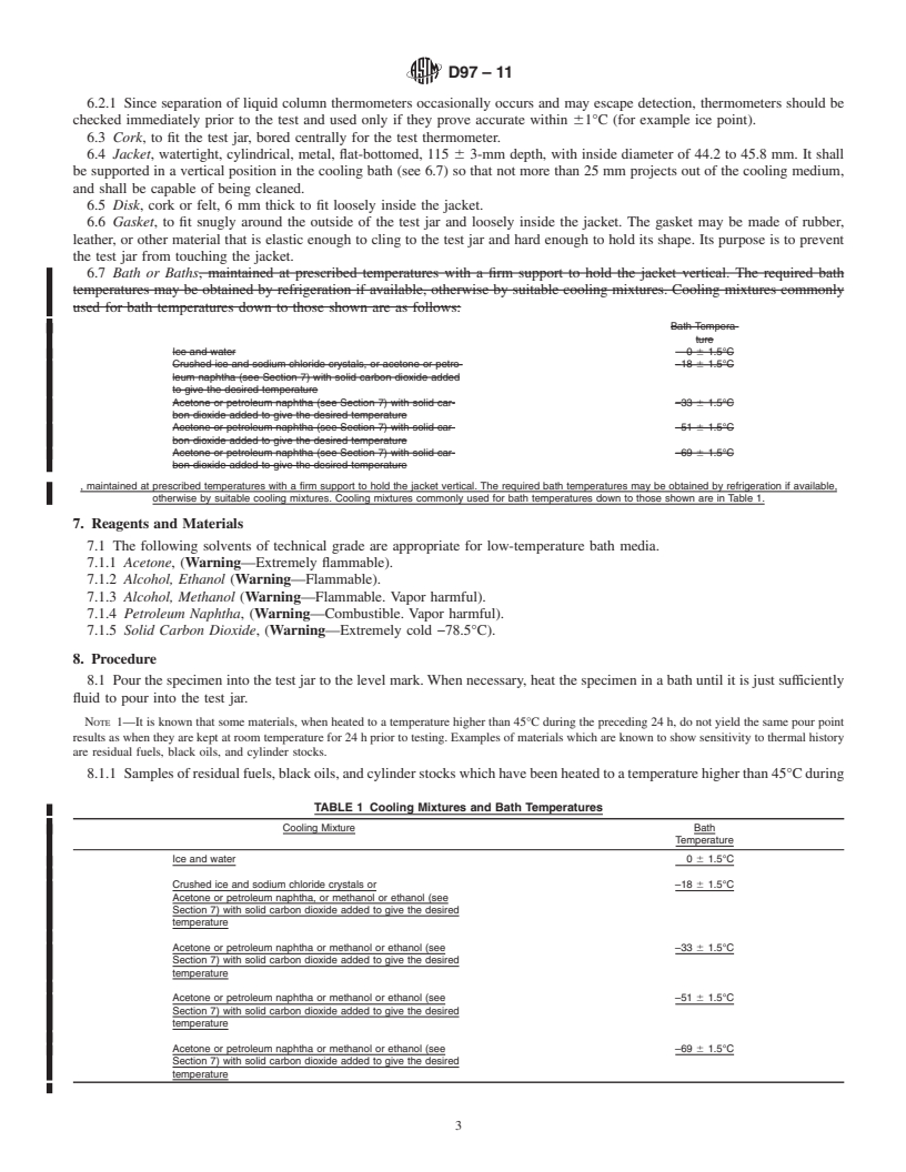 REDLINE ASTM D97-11 - Standard Test Method for Pour Point of Petroleum Products