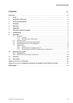 ISO 6452:2021 ISO 6452:2021 - Rubber- or plastics-coated fabrics — Determination of fogging characteristics of trim materials in the interior of automobiles
Released:5/31/2021 - Page 3 preview