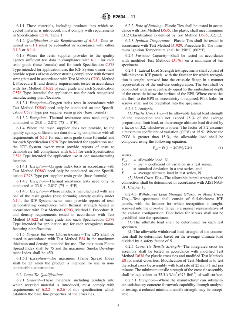 ASTM E2634-11 - Standard Specification for Flat Wall Insulating Concrete Form (ICF) Systems