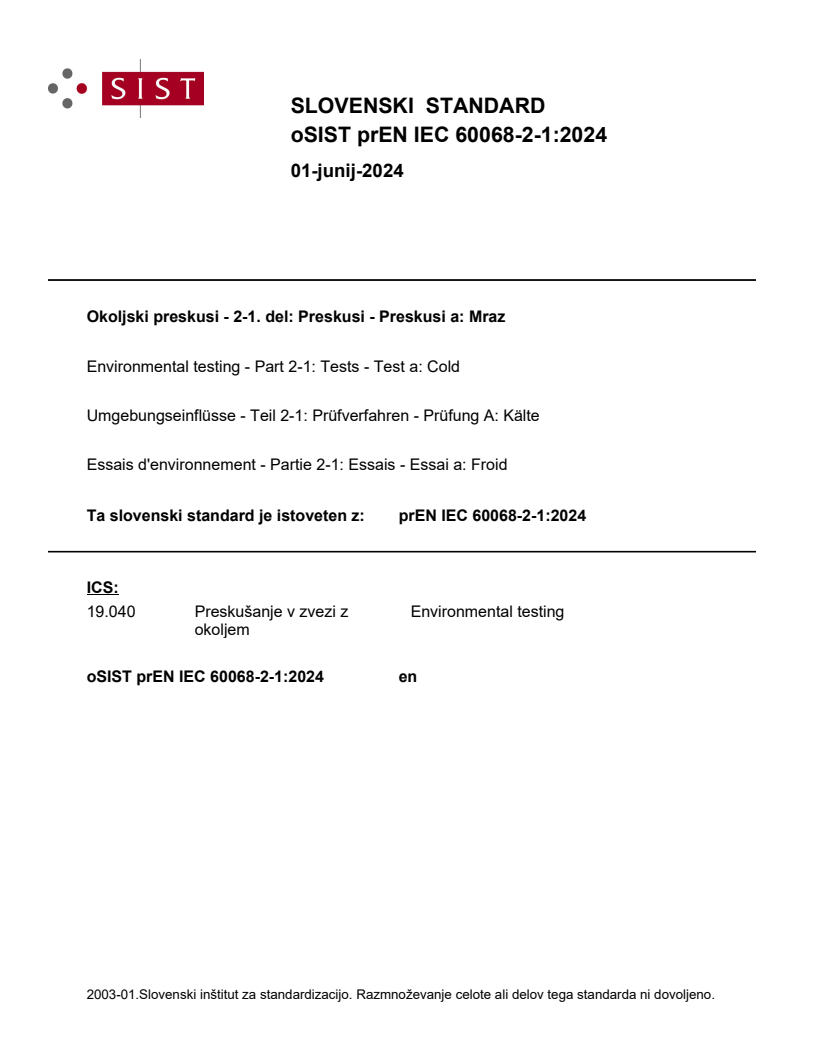 prEN IEC 60068-2-1:2024