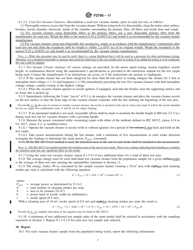 REDLINE ASTM F2756-11 - Standard Test Method for Determining Energy Consumption of Vacuum Cleaners