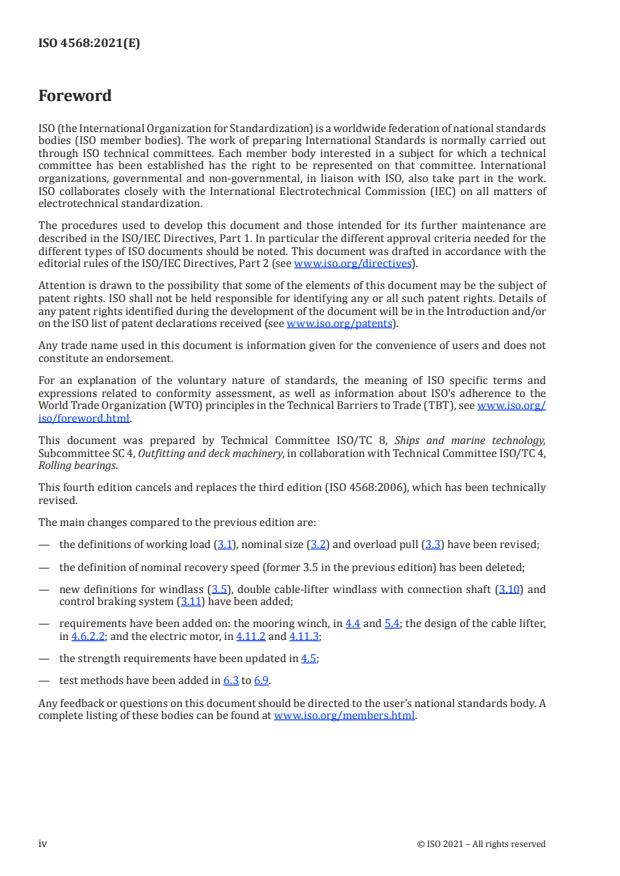 ISO 4568:2021 ISO 4568:2021 - Ships and marine technology -- Sea-going vessels -- Windlasses and anchor capstans - Page 4 preview