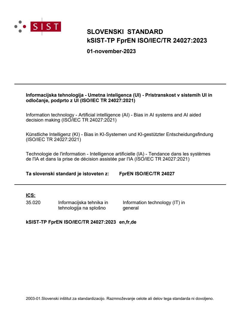 kTP FprEN ISO/IEC/TR 24027:2023