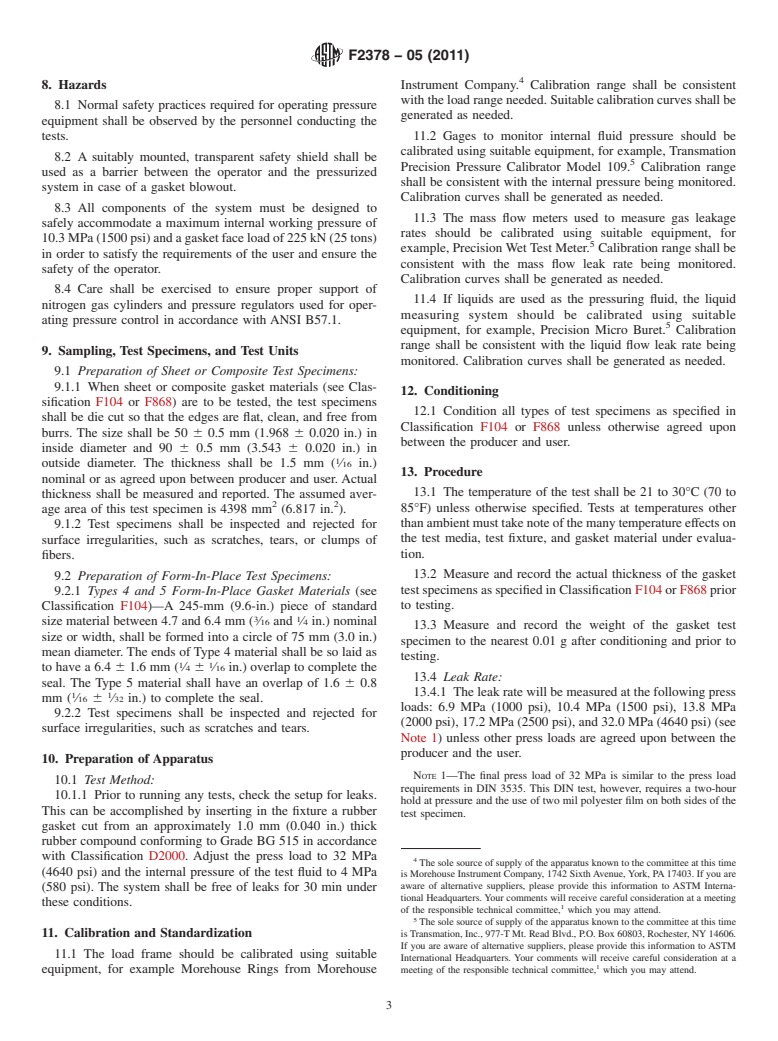 ASTM F2378-05(2011) - Standard Test Method for Sealability of Sheet, Composite, and Solid Form-in-Place Gasket Materials