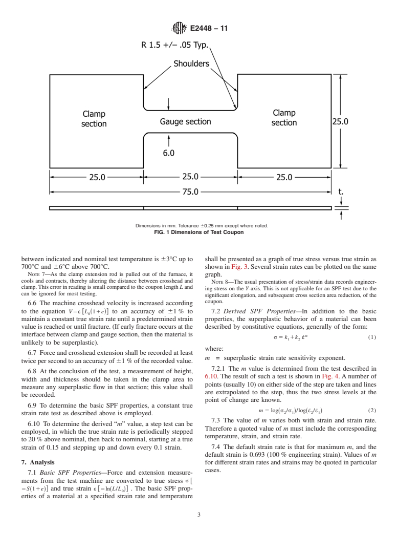 ASTM E2448-11 - Standard Test Method for Determining the Superplastic Properties of Metallic Sheet Materials