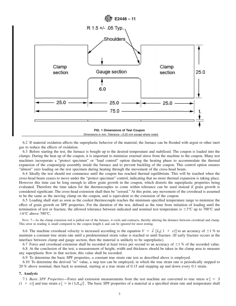 REDLINE ASTM E2448-11 - Standard Test Method for Determining the Superplastic Properties of Metallic Sheet Materials