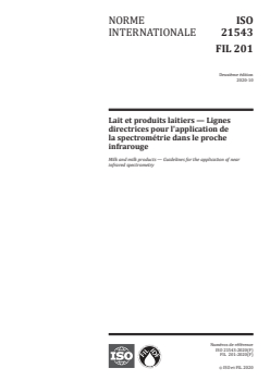 ISO 21543:2020 ISO 21543:2020 - Lait et produits laitiers — Lignes directrices pour l'application de la spectrométrie dans le proche infrarouge
Released:10/6/2020 - Page 1 preview