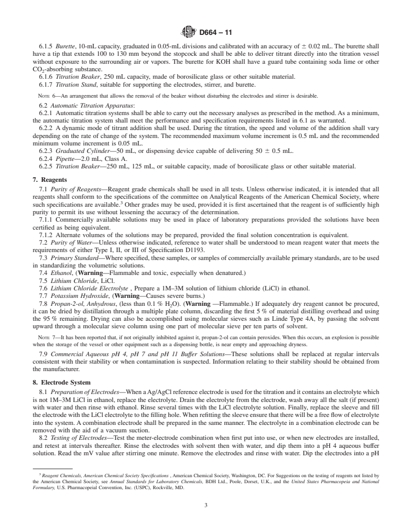 REDLINE ASTM D664-11 - Standard Test Method for Acid Number of Petroleum Products by Potentiometric Titration