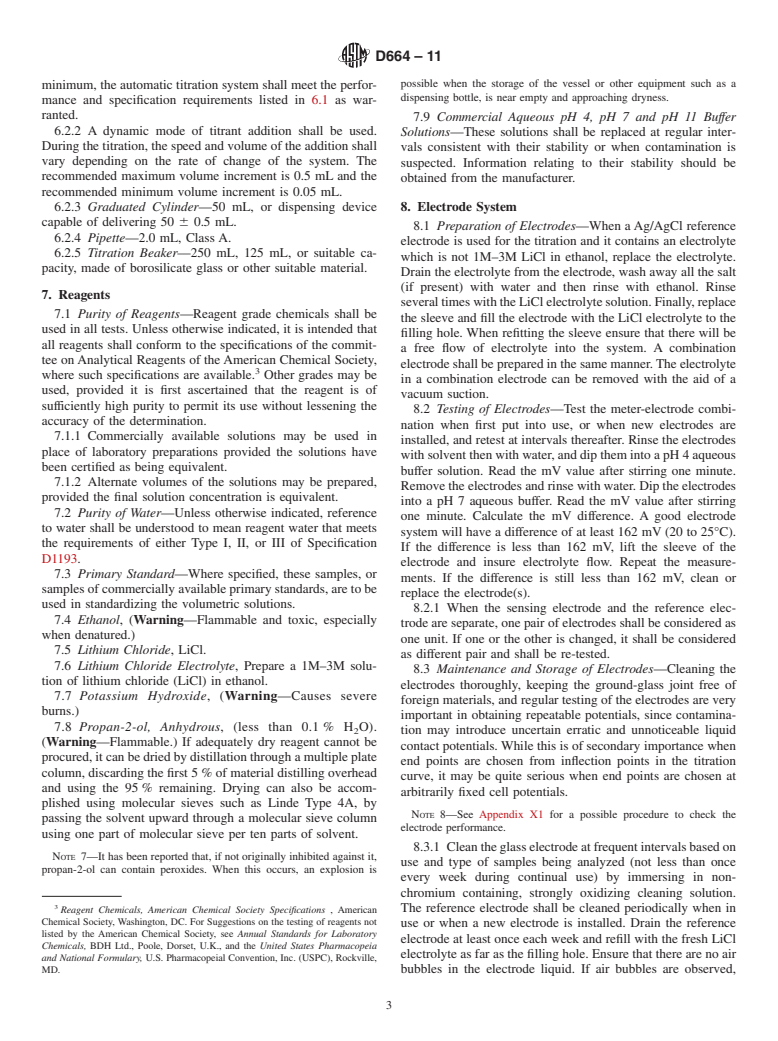 ASTM D664-11 - Standard Test Method for Acid Number of Petroleum Products by Potentiometric Titration