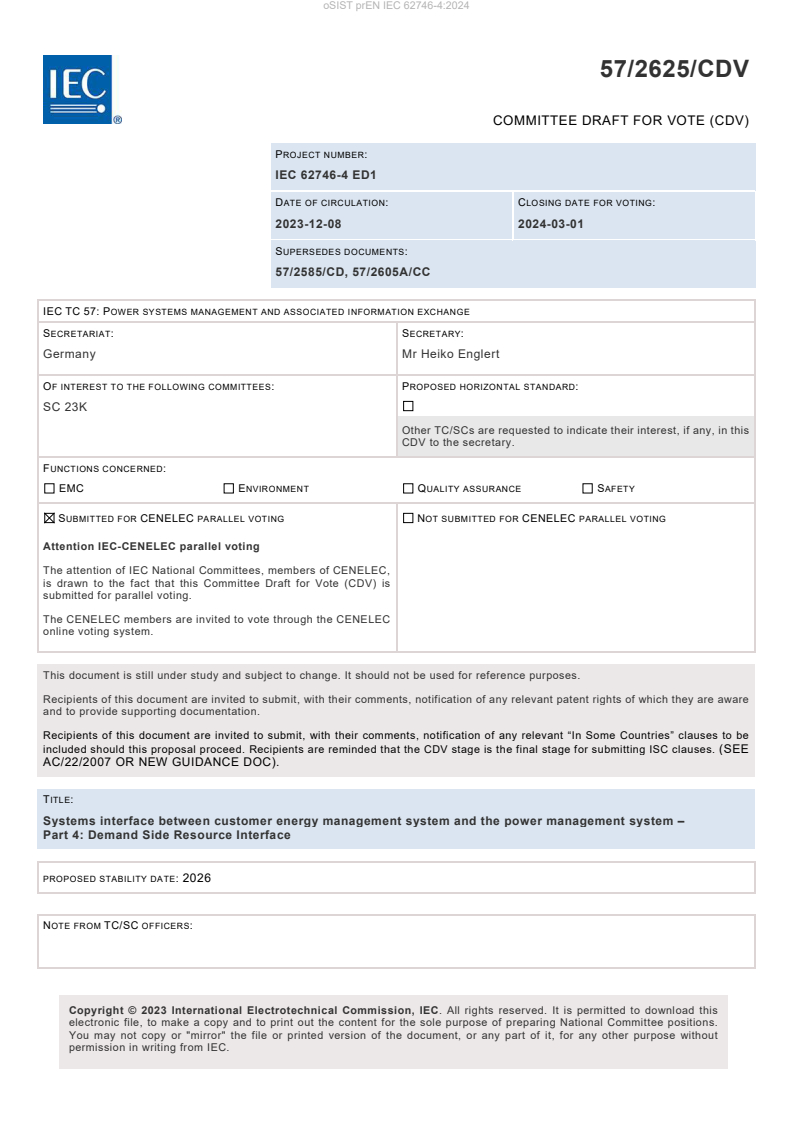 prEN IEC 62746-4:2024 - BARVE