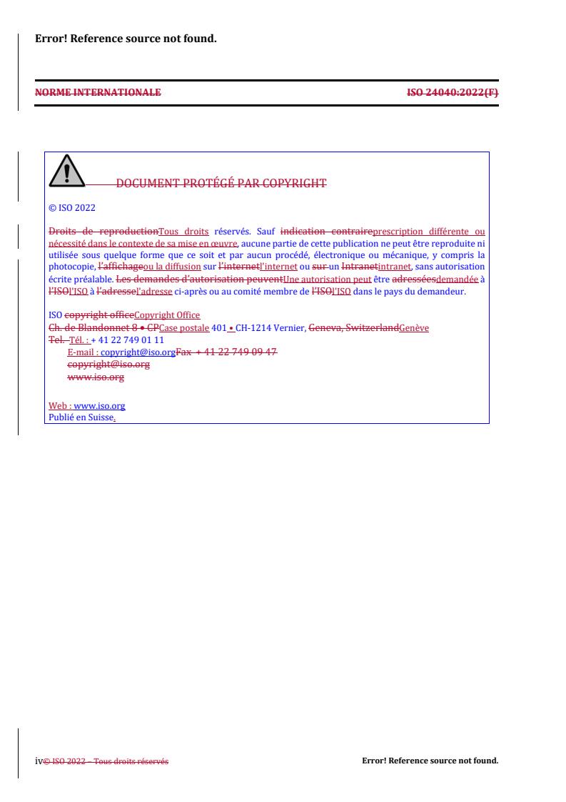 ISO 24040:2022 REDLINE ISO 24040:2022 - Textiles — Determination of certain benzotriazole compounds
Released:4/20/2022 - Page 4 preview
