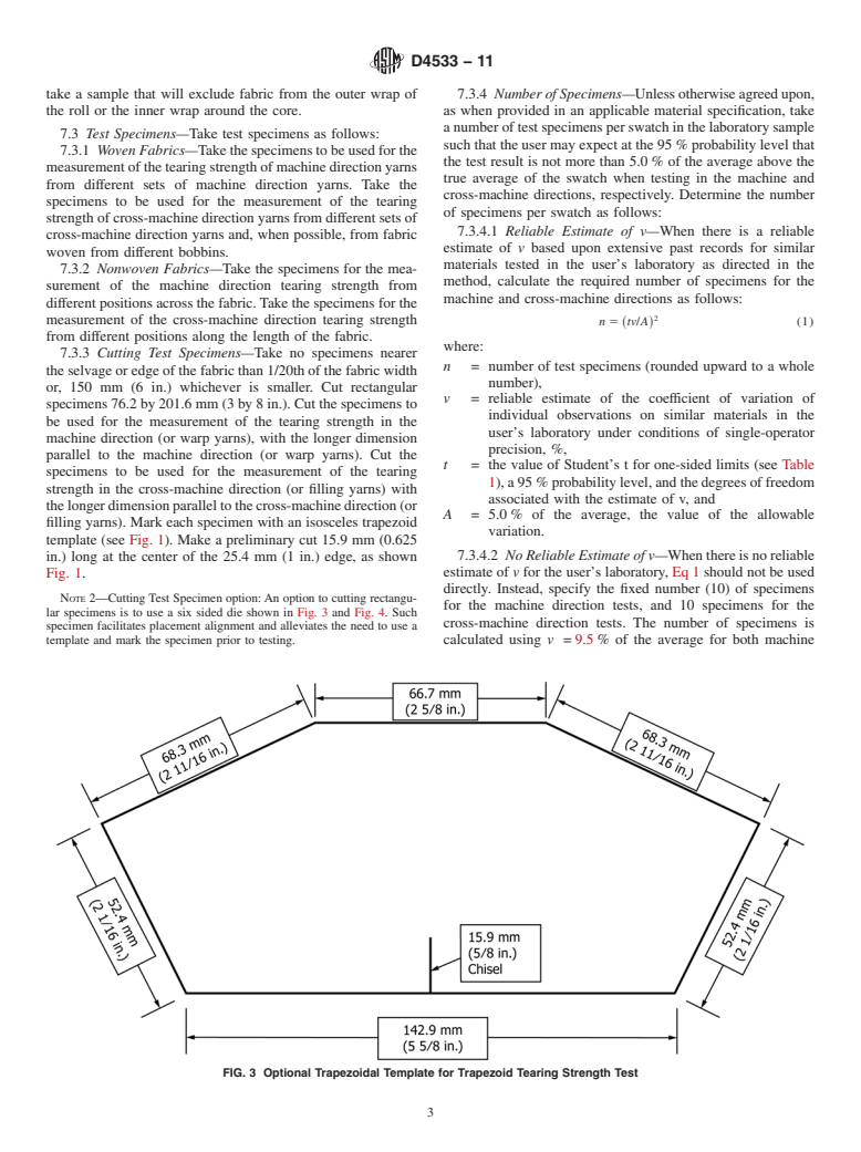 ASTM D4533-11 - Standard Test Method for  Trapezoid Tearing Strength of Geotextiles